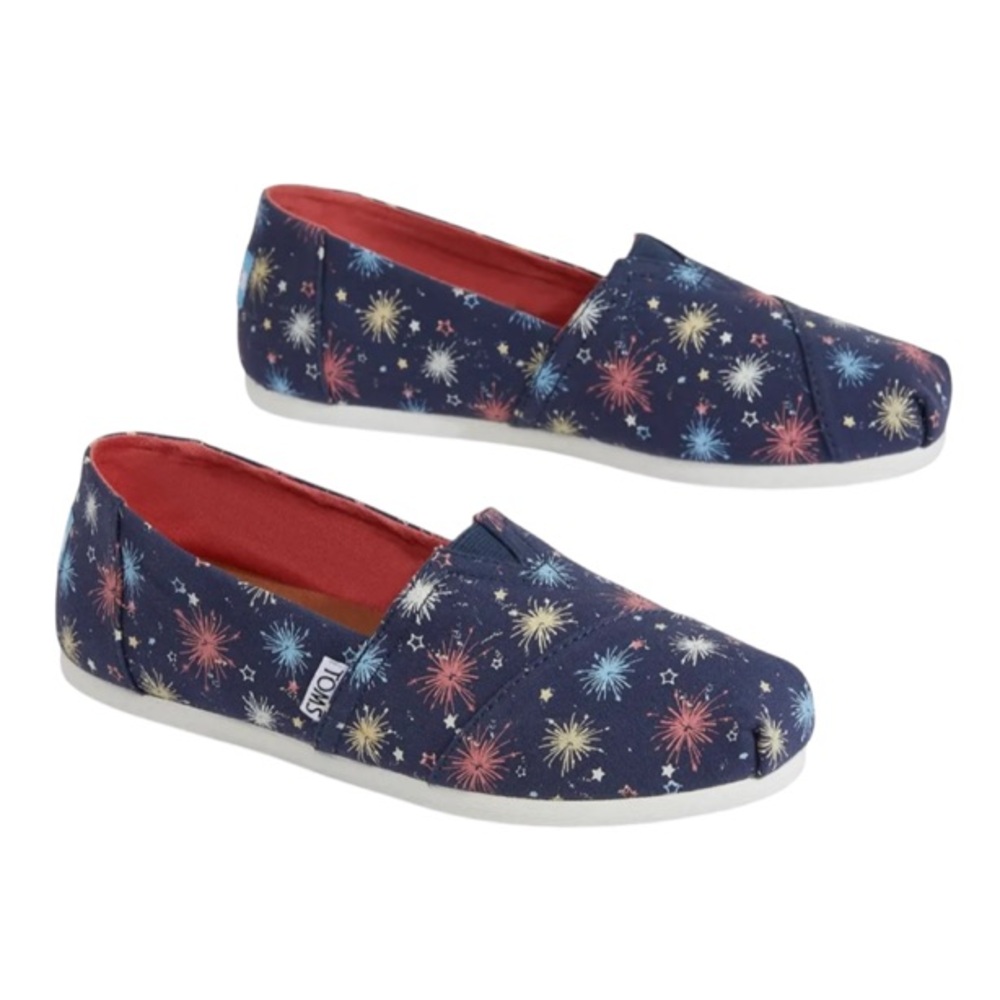 🧨NWT TOMS Women’s Classic Navy Canvas Firework Slip-Ons - 6.5🧨